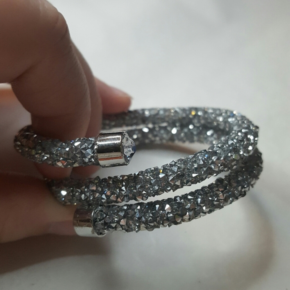 Silver Crystal Double Wrap Bracelet - Picture 4 of 4
